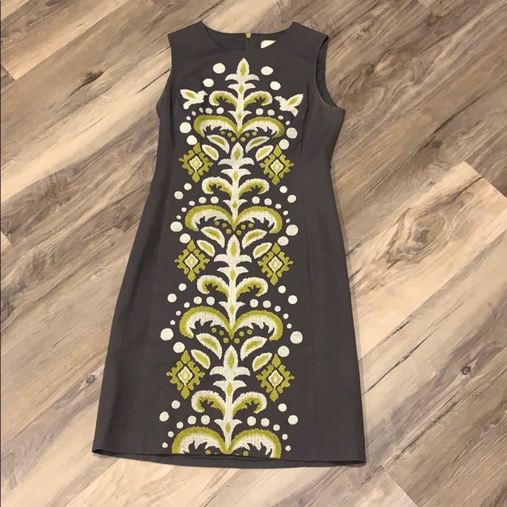 Anthropologie embroidered sheath dress